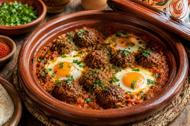 Shakshuka with meatballs