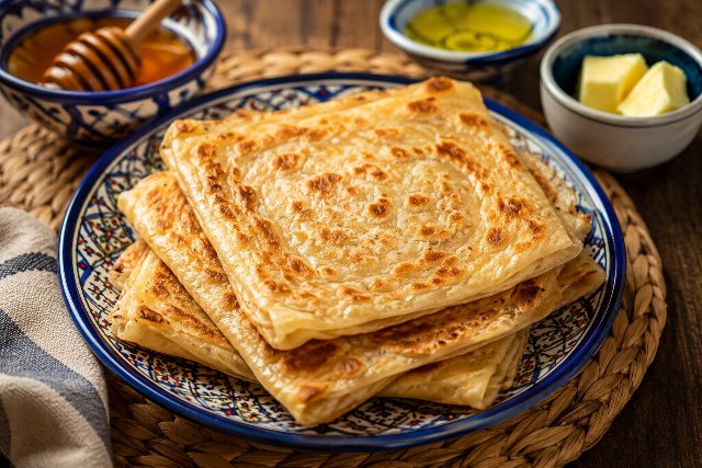 Msemen - Moroccan square pancakes